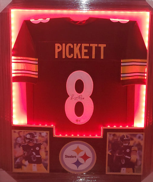 Pittsburgh Steelers Kenny Pickett Framed Autographed Custom Jersey with LED Lights & Suede Upgrade (BAS)