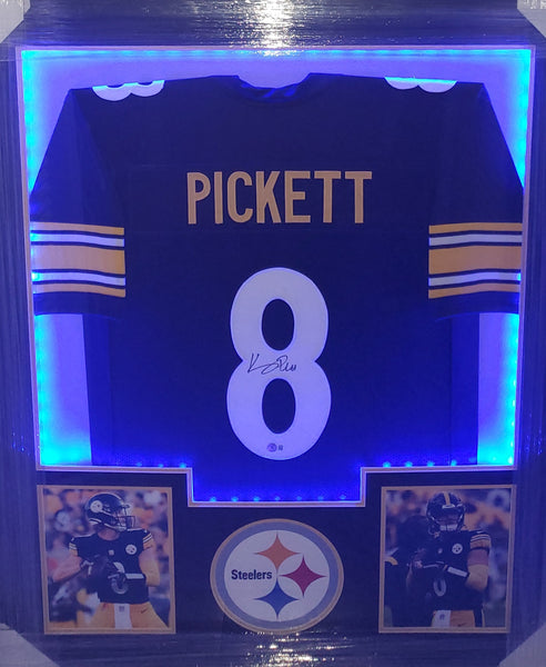 Pittsburgh Steelers Kenny Pickett Framed Autographed Custom Jersey with LED Lights & Suede Upgrade (BAS)