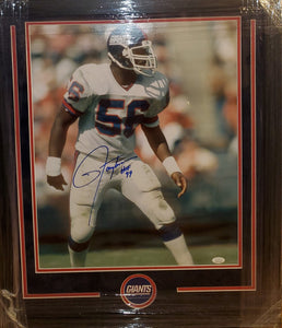 New York Giants Framed Lawrence Taylor Autographed 16x20 with HOF 99 Inscription with Suede Upgrade (JSA)