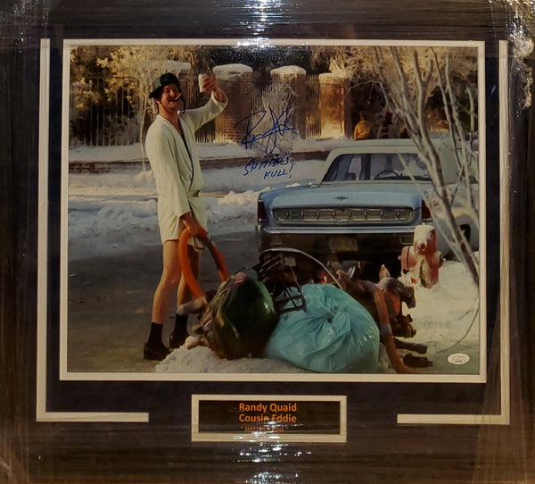 Randy Quaid "Cousin Eddie" Christmas Vacation Framed Autographed 16x20 with Inscription and Suede