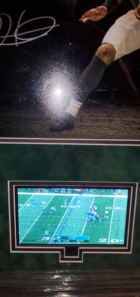 Philadelphia Eagles Video Framed Jalen Hurts Autographed 16x20 with suede upgrade (JSA)