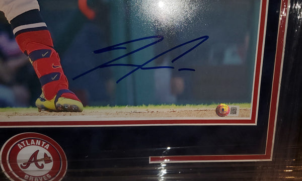 Atlanta Braves Framed Ronald Acuna Jr. Autographed 16x20 Photo with suede upgrade (BAS)
