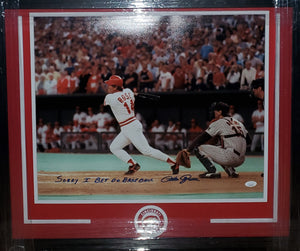 Cincinnati Reds Pete Rose Framed Autographed 16x20 with Inscription (JSA)