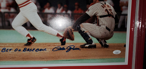 Cincinnati Reds Pete Rose Framed Autographed 16x20 with Inscription (JSA)