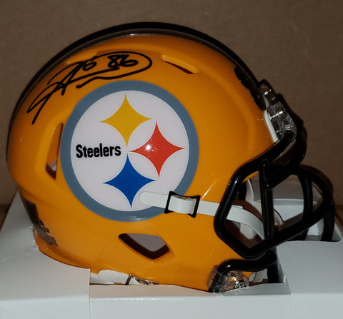 Pittsburgh Steelers Hines Ward Autographed Throwback Gold Speed Mini Helmet (TSE).