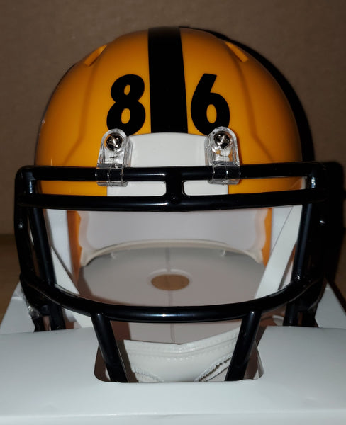 Pittsburgh Steelers Hines Ward Autographed Throwback Gold Speed Mini Helmet (TSE).