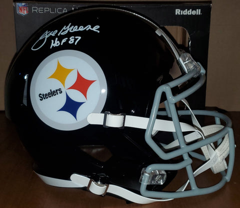 Pittsburgh Steelers Autographed Joe Greene Throwback Full Size Speed Helmet with HOF 87 Inscription (BAS)