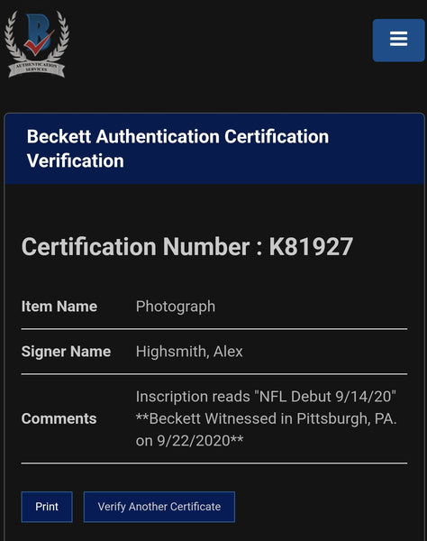 Pittsburgh Steelers Framed Alex Highsmith 11x14 Photo with Inscription (BAS)