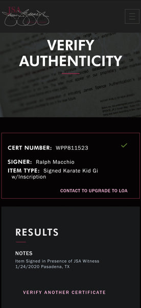 Ralph Macchio Autographed Karate Kid Gi Jacket with Banzai! Inscription (JSA)