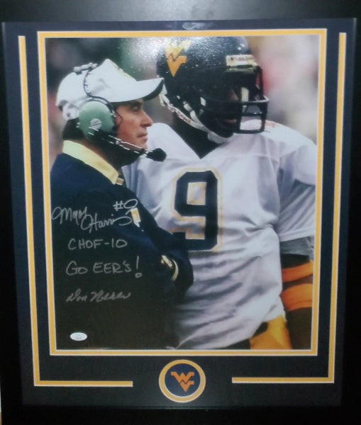 WVU Major Harris & Don Nehlen 16x20 autographed color photo with inscriptions (JSA).