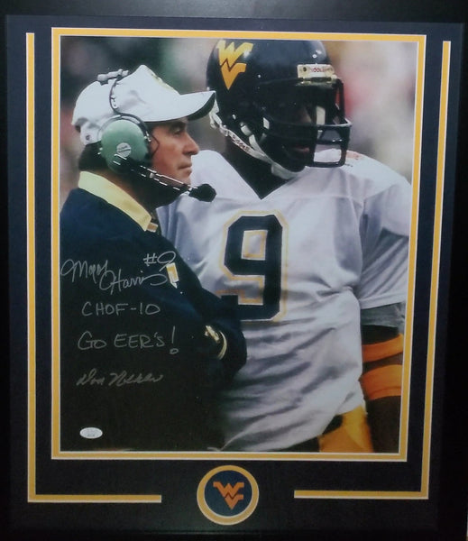 WVU Major Harris & Don Nehlen 16x20 autographed color photo with inscriptions (JSA).