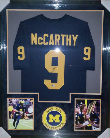 Michigan Wolverines Framed J.J. McCarthy Autographed Custom Jersey with Suede (BAS)