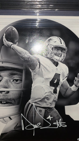 Dallas Cowboys Dak Prescott Framed Autographed 16x20 (BAS)