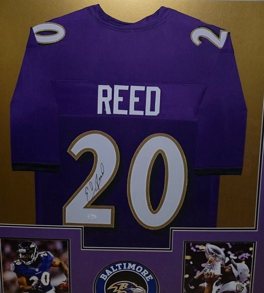 Baltimore Ravens Framed Ed Reed Autographed Custom Jersey (JSA)