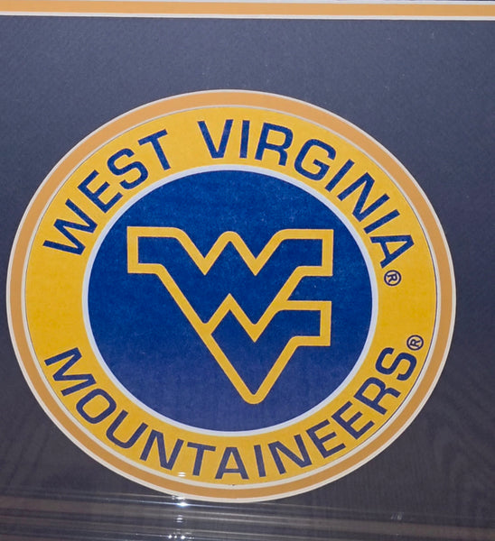 West Virginia Mountaineers Framed Major Harris Custom Jersey with Inscription (JSA)