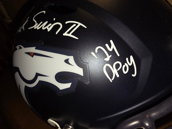 Denver Broncos Patrick Surtain II Autographed Full Size Speed Replica Helmet with Inscription. (BAS)