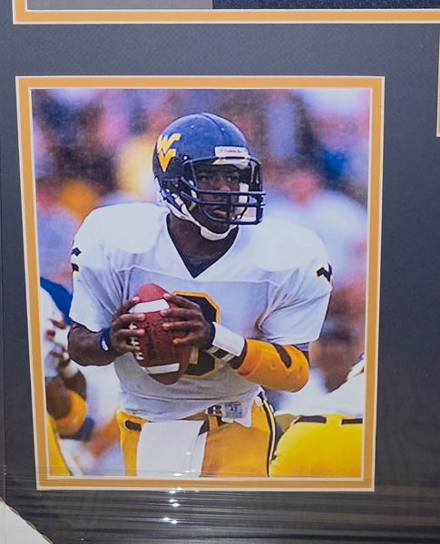 West Virginia Mountaineers Framed Major Harris Custom Jersey with Inscription (JSA)
