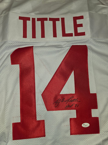 Y.A. Tittle Autographed Custom Jersey with Inscription (JSA)