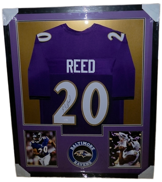 Baltimore Ravens Framed Ed Reed Autographed Custom Jersey (JSA)