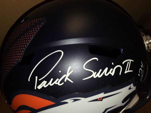Denver Broncos Patrick Surtain II Autographed Full Size Speed Replica Helmet with Inscription. (BAS)