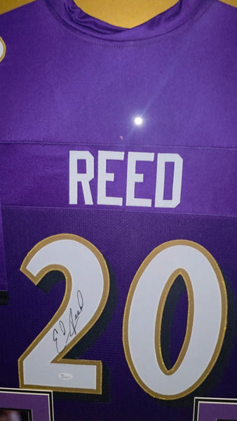 Baltimore Ravens Framed Ed Reed Autographed Custom Jersey (JSA)
