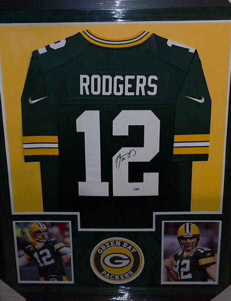 Green Bay Packers Aaron Rodgers Framed Autographed Authentic Nike Jersey with Suede (Fanatics)