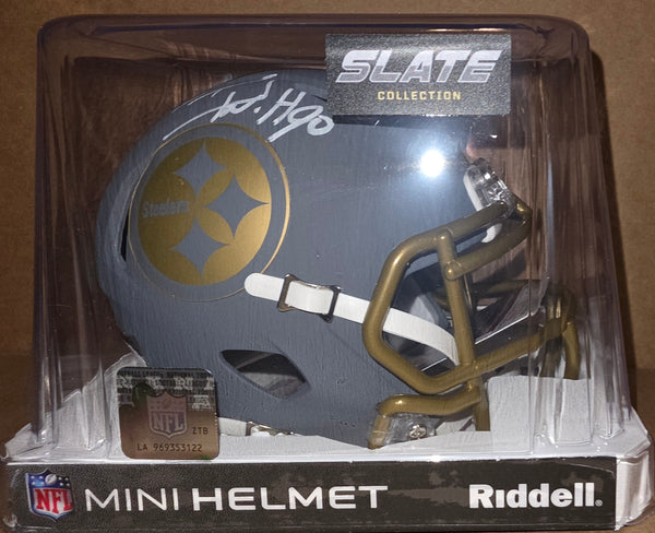 Pittsburgh Steelers Autographed TJ Watt Slate Speed Mini Helmet (JSA)