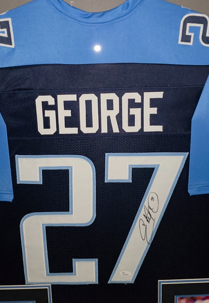 Tennessee Titans Framed Eddie George Autographed Custom Jersey (JSA)