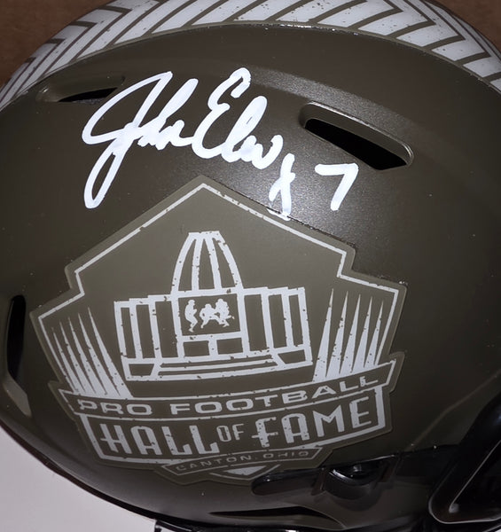 Pro Football Hall of Fame John Elway Salute to Service Autographed Speed Mini Helmet (BAS)
