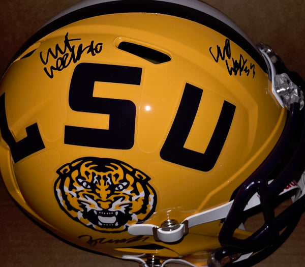Lousiana State University LSU Whit Weeks, West Weeks, Zach Weeks Autographed Full Size Speed Replica Helmet (BAS)
