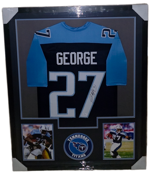 Tennessee Titans Framed Eddie George Autographed Custom Jersey (JSA)