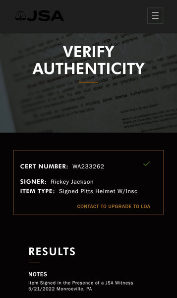 Pittsburgh Panthers Rickey Jackson Autographed Full Size Speed Replica Helmet with Inscription. (JSA)