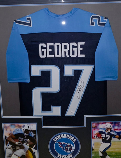 Tennessee Titans Framed Eddie George Autographed Custom Jersey (JSA)