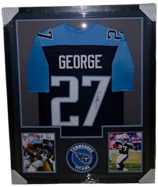 Tennessee Titans Framed Eddie George Autographed Custom Jersey (JSA)