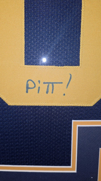 West Virginia Mountaineers Framed Major Harris Custom Jersey with Inscription (JSA)