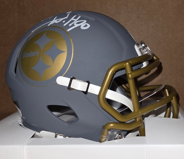 Pittsburgh Steelers Autographed TJ Watt Slate Speed Mini Helmet (JSA)