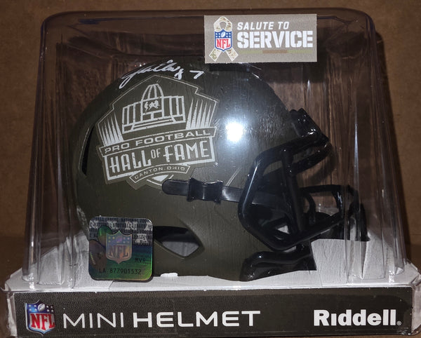 Pro Football Hall of Fame John Elway Salute to Service Autographed Speed Mini Helmet (BAS)