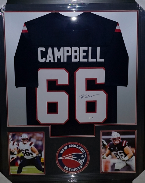 New England Patriots Framed Will Campbell Autographed Custom Jersey (JSA)