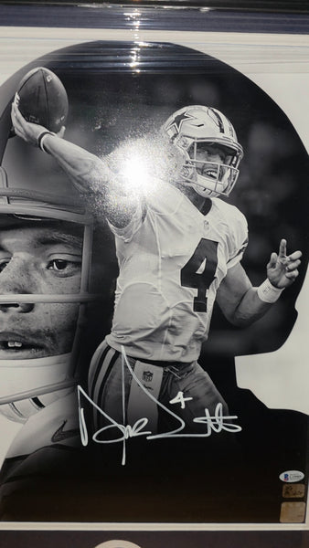 Dallas Cowboys Dak Prescott Framed Autographed 16x20 (BAS)