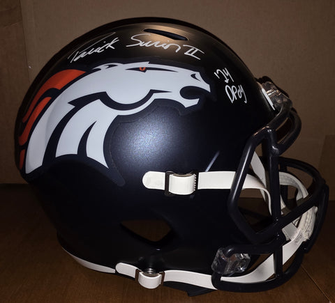 Denver Broncos Patrick Surtain II Autographed Full Size Speed Replica Helmet with Inscription. (BAS)