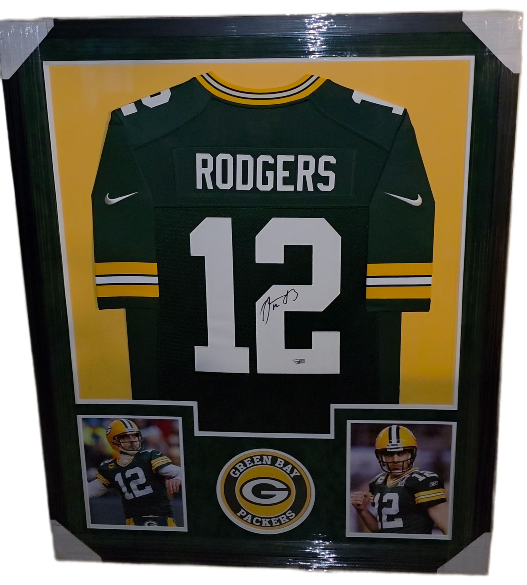 Green Bay Packers Aaron Rodgers Framed Autographed Authentic Nike Jersey with Suede (Fanatics)