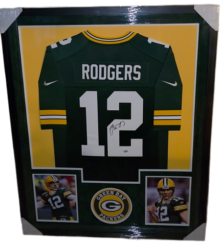 Green Bay Packers Aaron Rodgers Framed Autographed Authentic Nike Jersey with Suede (Fanatics)