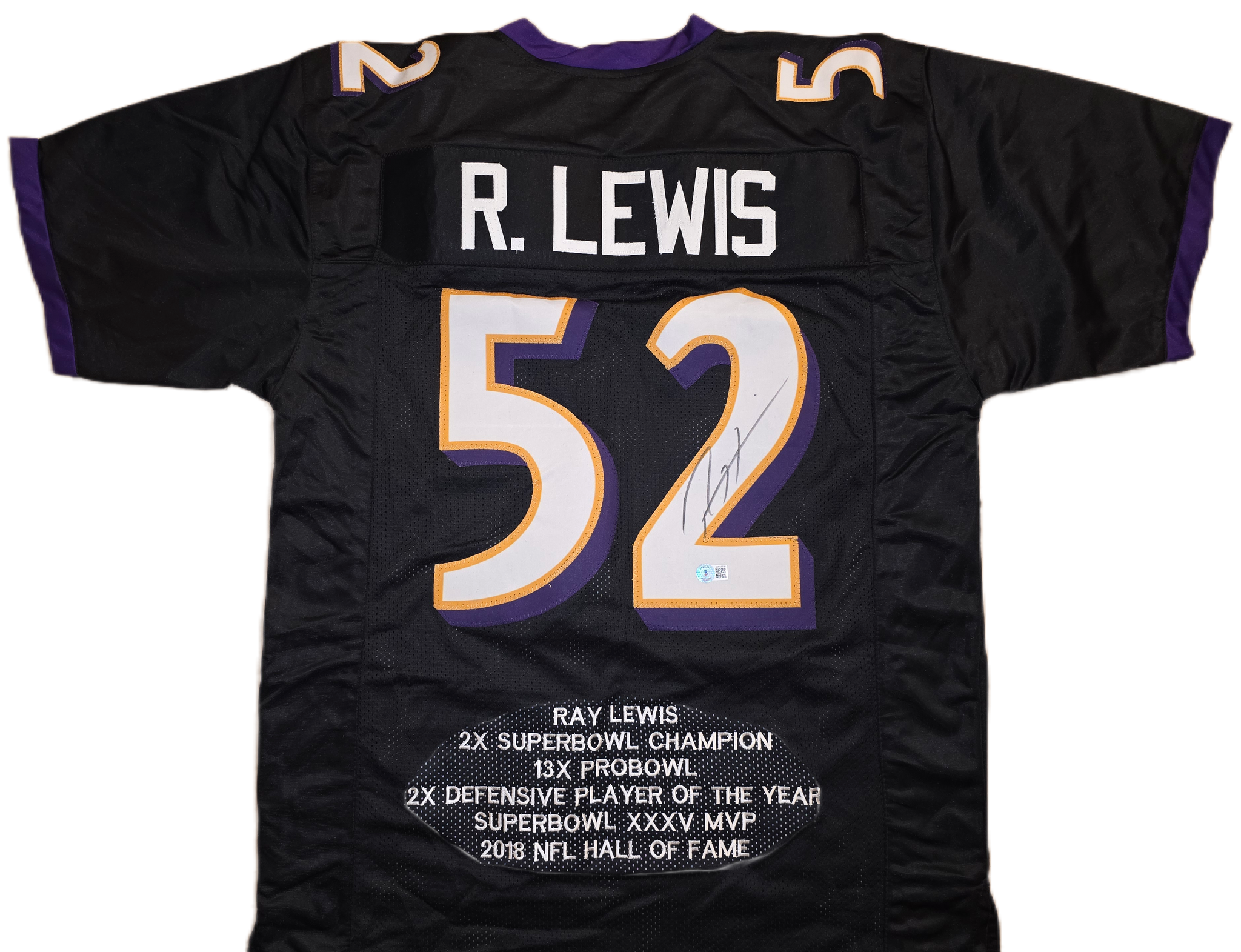 Ray Lewis Autographed Custom Stat Jersey (BAS)
