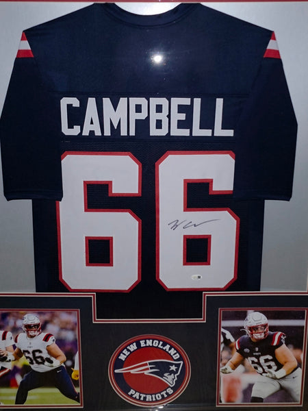 New England Patriots Framed Will Campbell Autographed Custom Jersey (JSA)