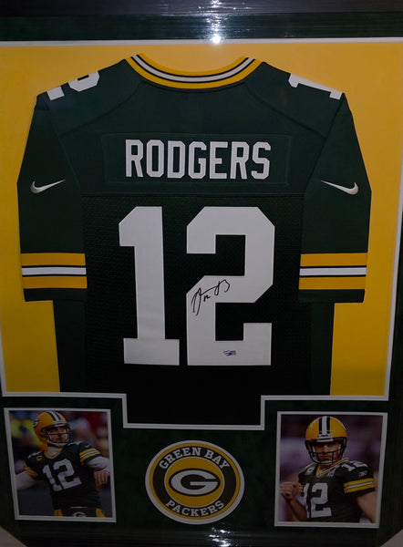 Green Bay Packers Aaron Rodgers Framed Autographed Authentic Nike Jersey with Suede (Fanatics)