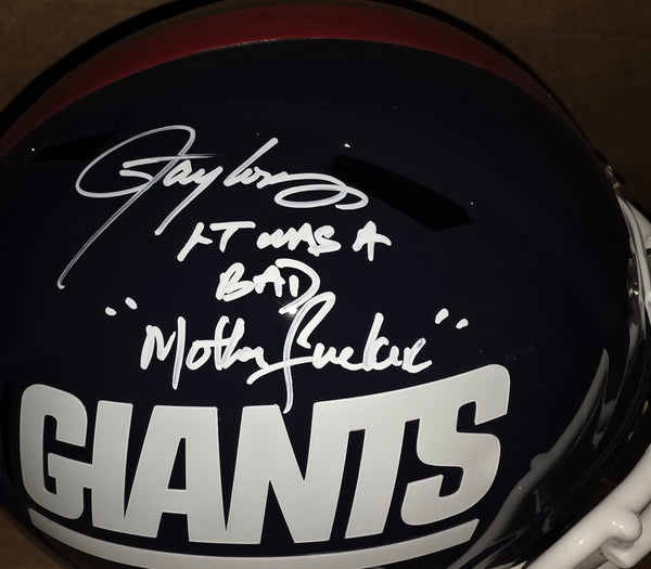 New York Giants Lawrence Taylor Autographed Full Size Speed Replica Helmet with Inscription (BAS)