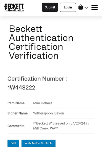 Seattle Seahawks Devon Witherspoon Autographed Slate Speed Mini Helmet (BAS)