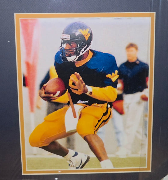 West Virginia Mountaineers Framed Major Harris Custom Jersey with Inscription (JSA)