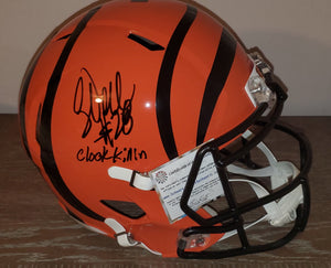 Cincinnati Bengals Corey Dillon Autographed Full Size Replica Helmet with Clock Killin Inscription (Schwartz)