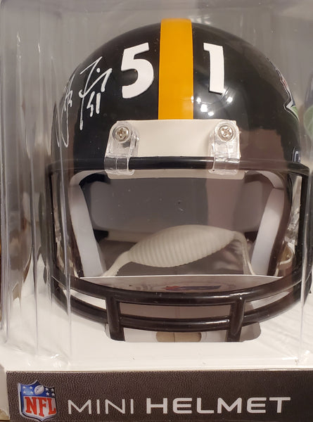 Pittsburgh Steelers James Farrior Autographed Super Bowl 43 Mini Helmet (BAS)